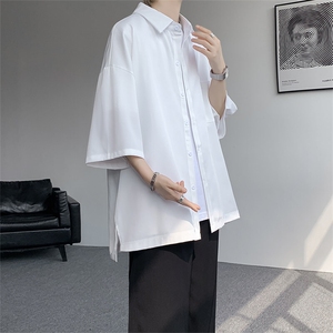 短袖衬衫男夏季新款港风宽松冰丝坠感衬衣CS8805-P35图片