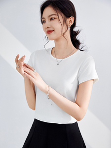 简约大方纯色修身显瘦短袖打底图片
