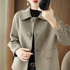 25秋冬新款双面呢大衣女中长款羊毛呢子外套女过膝风衣女外套，女装双面呢大衣，贝源羊绒