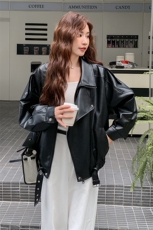 短款休闲皮衣外套女2025年秋季新款韩系酷飒风小个子机车气质夹克，女装皮衣，2C256
