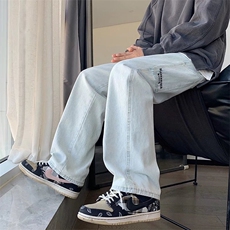 港风复古宽松直筒牛仔裤男街头阔腿裤休闲百搭NK437，男装牛仔裤，星座1116A-1（原606A）