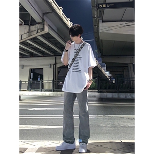 美式hiphop纯色修身直筒牛仔裤 控价68图片