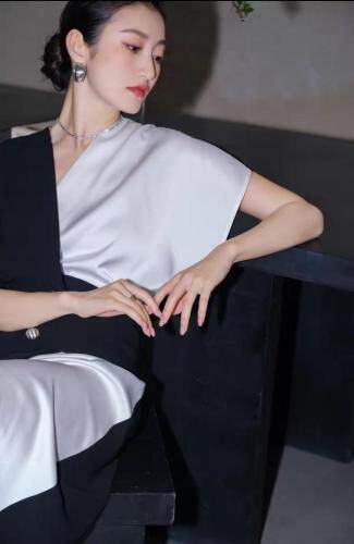 ab拼接连衣裙，女装连衣裙，贻思茗