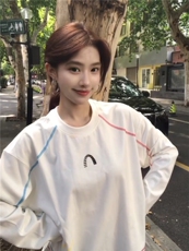 网图美式街头长袖t恤女早秋慵懒风薄款打底衫宽松休闲上衣特P33，男装T恤，电商C306-1
