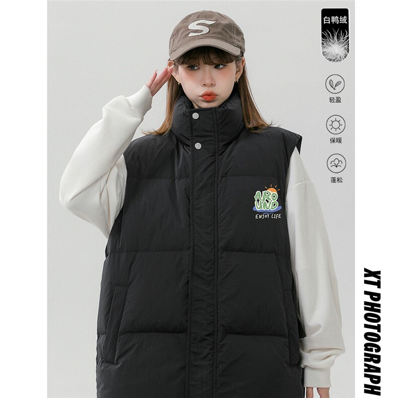中性风新款冬季时尚百搭宽松白鸭绒羽绒马甲MJ616特批115控168,女装马甲,电商A268