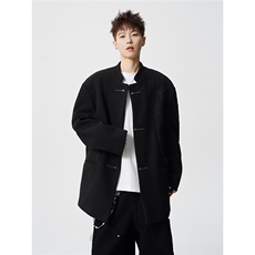 毛呢折棘荆棘立体绣大码M-5XL中式西服聚酯纤维XF78168P118，男装西服，星座227-7