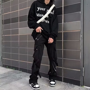高街嘻哈hiphop长裤子风炸街绑带工装裤痞帅男 KD1036图片