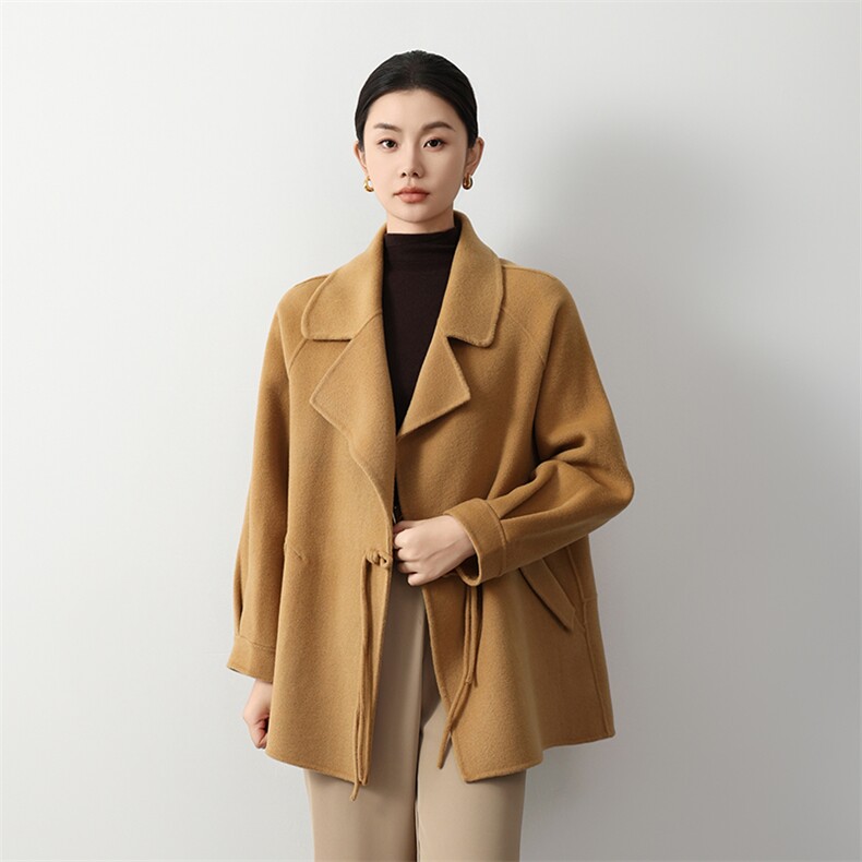 设计款短款双面羊毛大衣女2024秋冬新款双面呢大衣,女装双面呢大衣,众策羊绒