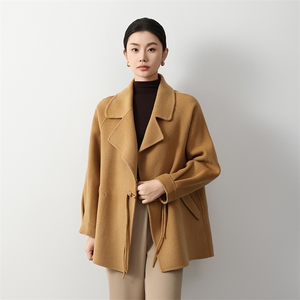 设计款短款双面羊毛大衣女2024秋冬新款双面呢大衣图片