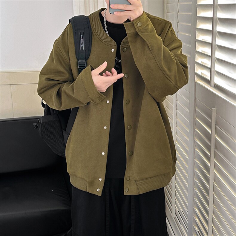 现货-秋季时尚鹿皮绒外套男宽松休闲外套夹克A351-AJ25112-P110,男装夹克,电商A351