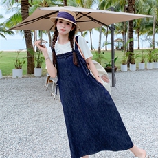 韩系高级感气质百搭显瘦牛仔背带连衣裙女夏季新款宽松休闲裙子，女装背心吊带，2D076