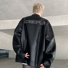 美式街头潮牌复古做旧脏脏PU皮衣夹克男扎染设计外套JK939-P85，男装夹克，星座1001-1
