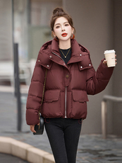 红时尚中长款羽绒服女2024冬季新款韩系宽松加厚白鸭绒外套，女装羽绒服，艾尚靓装