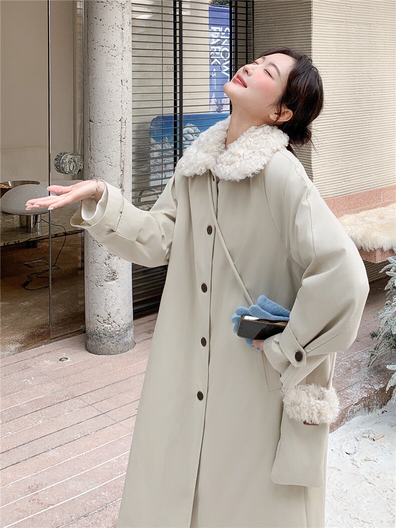 超好看羊羔毛拼接羽绒服女2025冬季新款女装工装保暖加厚派克服潮,女装羽绒服,慧尚依恋