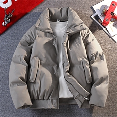 立领PU皮棉服宽松休闲百搭高级感棉衣纯色保暖外套MD8808-特价P70，男装棉衣，电商A007