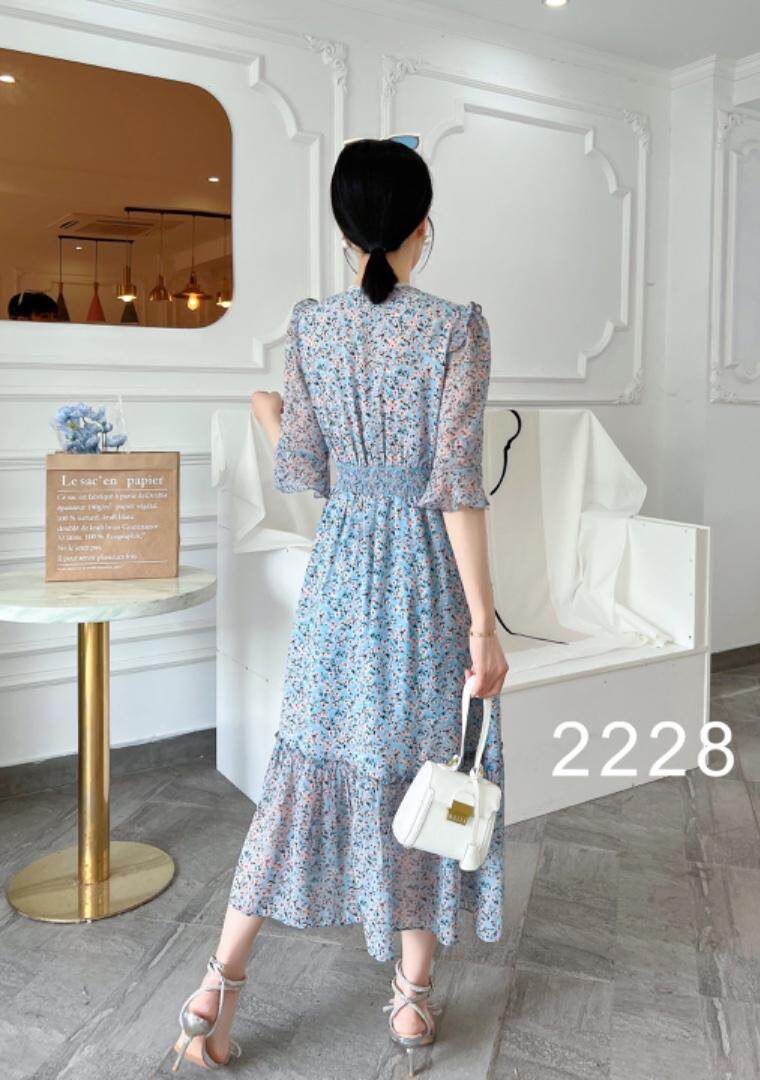 【现货】2022夏季新款韩版碎花雪纺连衣裙，女装连衣裙，珍·洛曼