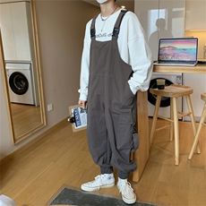 复古休闲连体背带裤女士潮流ins嘻哈工装连体衣服套装潮D5991-p60，男装休闲裤，星座601-2