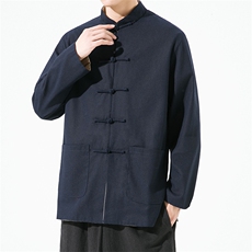 22973^中式改良汉服两面穿唐装上衣男复古盘扣夹克衬衫百搭外套，男装夹克，钱塘777(原3023)