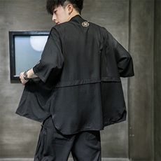 中国风七分袖薄冰丝防晒衣服开衫男刺绣夹克4003-1-JK02P55控78，男装夹克，电商A005