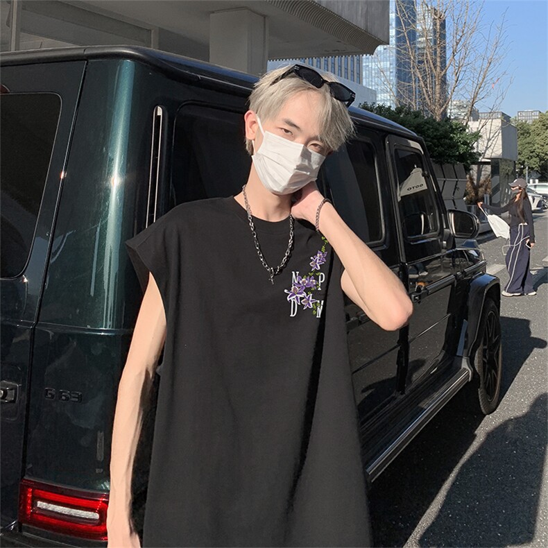 花卉藤蔓美式得物直播抖音品质纯棉250克无袖背心T恤T2518P25控39，男装背心/马甲，电商C408-1(原B339-1)