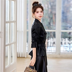 大量现货新款2026年春季时尚收腰显瘦高级感皮衣外套=+，女装皮衣，蓝诺裳