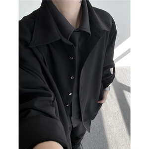 假两件拼接设计衬衫高品质高级感上衣痞帅西装外套LC301特p53控98图片