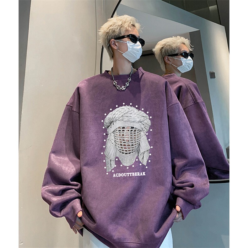 抖音得物供货 提供视频 秋冬重磅美式麂皮绒圆领卫衣 JY331图片