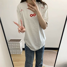万针全刺绣解构设计260克重磅双纱纯棉高品质美式高街短袖T恤特35，男装T恤，电商A486