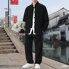男士外套灯芯绒夹克套装盘扣立领风XZ1512-2501套装-P110，男装夹克，星座1512