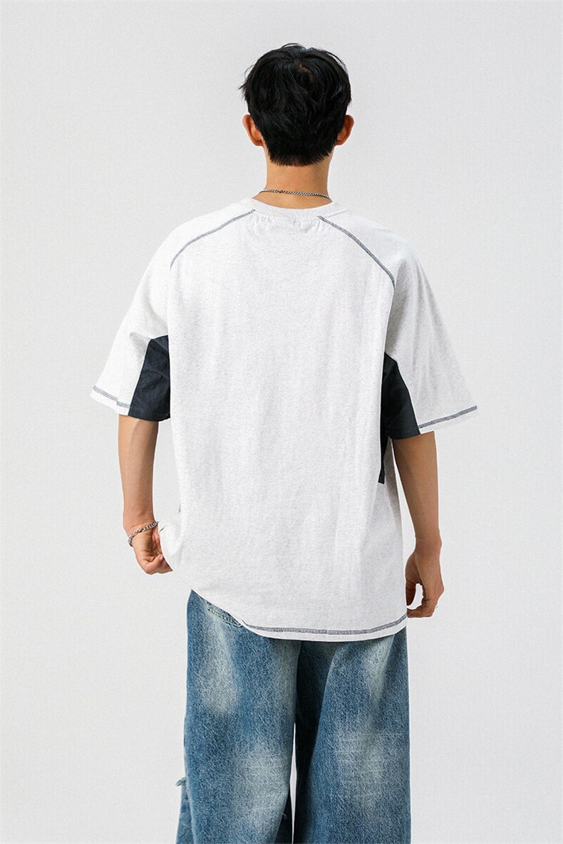 袖子内侧拼网眼透气设计印花大码M-5XL短袖T恤男DX78023P50控78,男装T恤,星座226-1