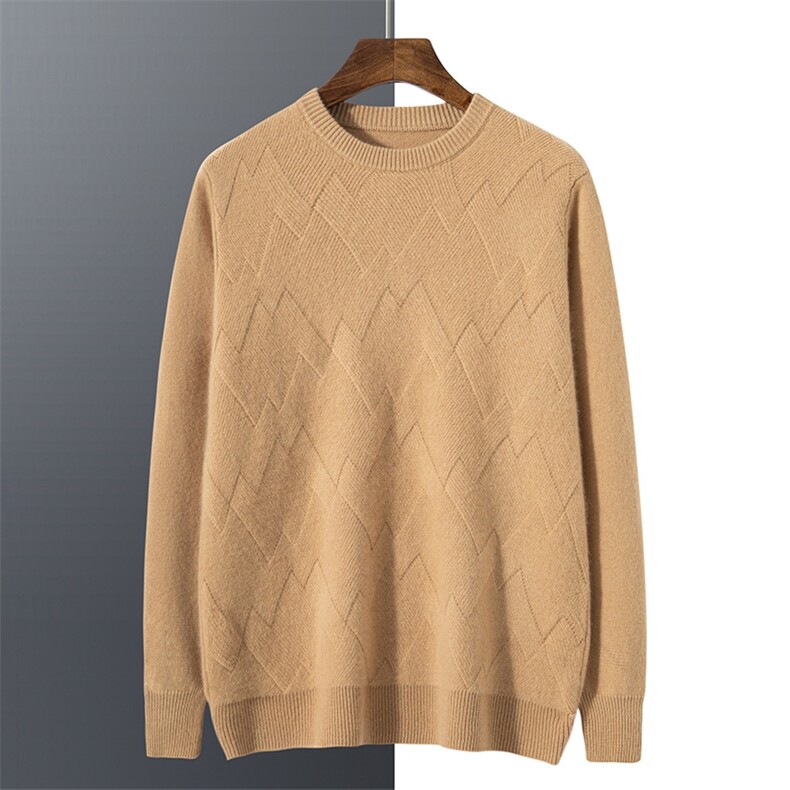 2024秋冬新款35%山羊绒男士套头全身席编羊绒衫，男装羊绒套衫，曼云男装羊绒
