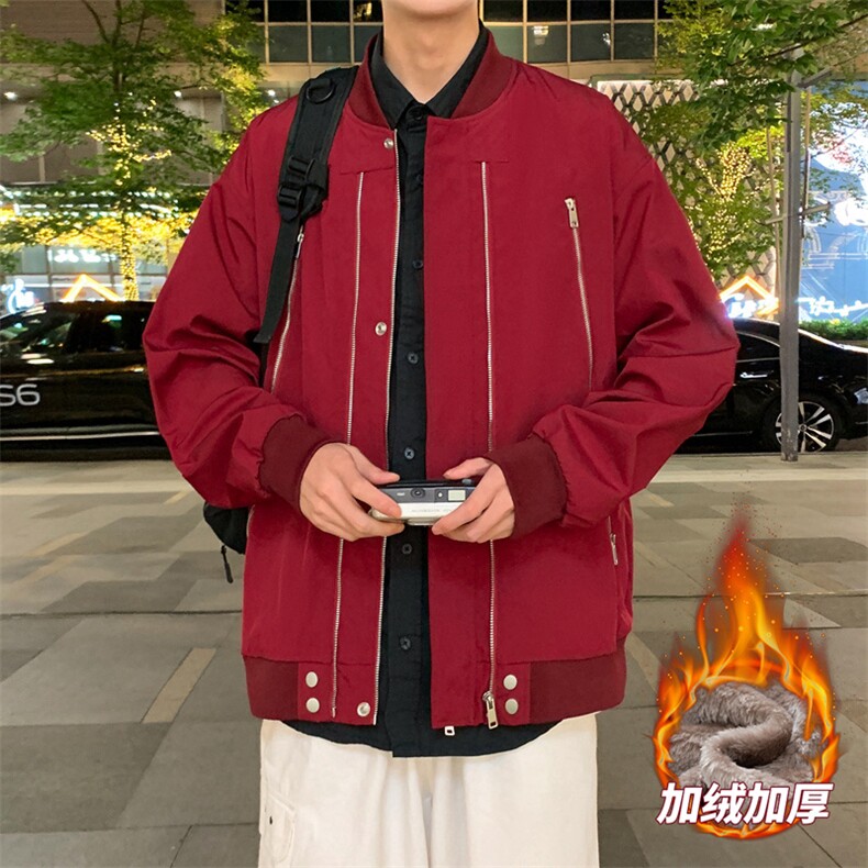 AJ220-P85冬季加绒加厚棒球领飞行夹克防风防水棉衣外套,男装夹克,星座109
