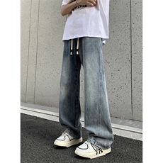 牛仔裤男士秋季直筒潮流韩版休闲时尚百搭拖地裤N7076-P45，男装牛仔裤，星座308B-2