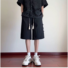 2025新款新中式风短裤男夏季薄款透气潮流痞帅休闲五分裤，男装牛仔裤，星座218-1（原230）