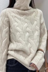 高领毛衣女洋气羊毛衫秋冬季宽松纯色简约麻花打底衫，女装羊毛衫，恩泰羊绒
