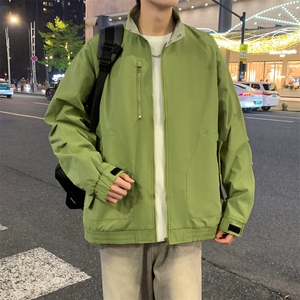 复古外套男春秋立领拼色户外防水百搭飞行夹克男A406 JK3506 P75图片