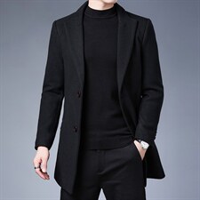 S-M901冬季男士毛呢外套中长款加厚羊毛呢子大衣风衣P128,男装毛呢大衣,电商B360