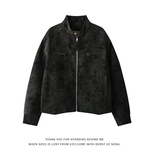 有货。皮衣外套男春秋季新款拉链宽松机车服pu皮夹克潮W6918-P57图片