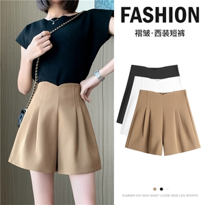 西装短裤女夏季薄款高腰显瘦小个子休闲宽松阔腿裤子A字裤子,女装短裤/热裤,梦白服饰厂