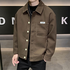 社会小伙高端呢子拼皮宽松韩版外套大衣夹克男A236-JK0813-P130，男装夹克，电商A236