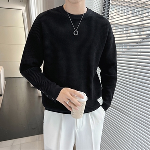 B353 MY909 P80黑色2025秋冬男士常规版型潮版针织衫套头毛体男图片
