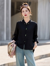【春季女装新款】2026春夏时尚优雅轻奢新中式立领衬衫，女装衬衫，缘衣格