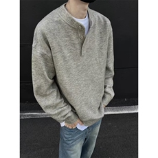 B173-P65美式痞帅亨利领毛衣男秋冬季慵懒感针织衫线衣外套，男装针织衫/毛衣，星座215-1