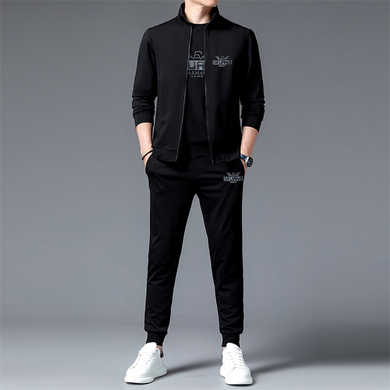 中老年夹克立领套装男春秋季休闲爸爸秋装中年男士运动服两件套,男装休闲套装,电商B212（原钱塘6029）