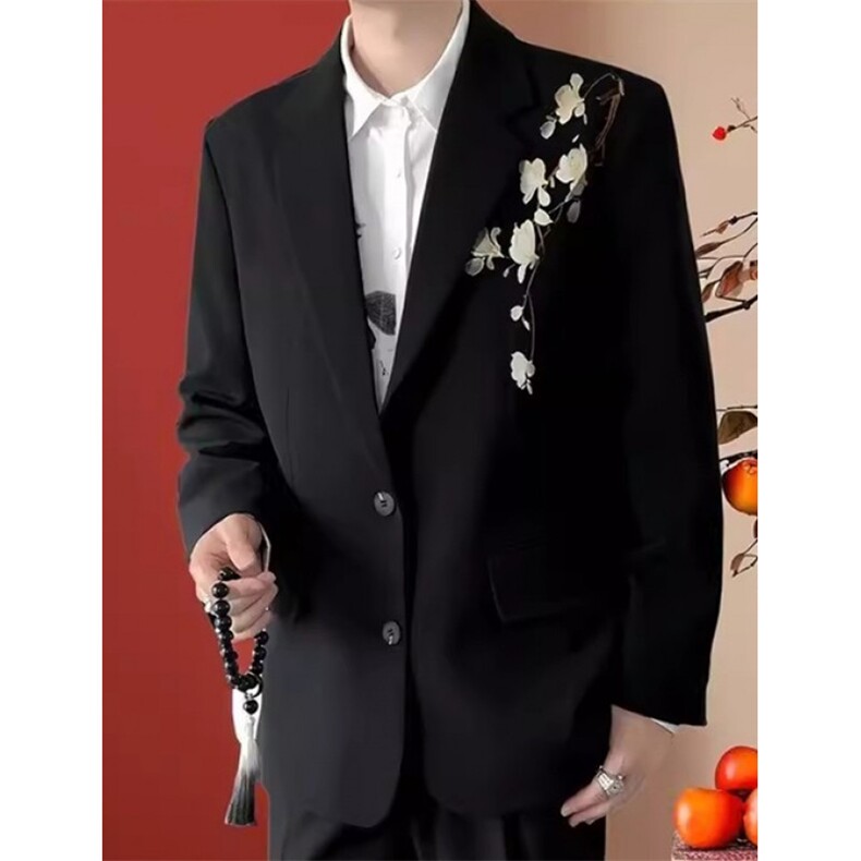 秋季轻奢立体绣花重工亮片休闲西服外套男痞帅演出西装XW75,男装西服套装,星座1116A（原606A-3）