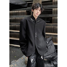 新中式西装外套男设计感金属扣垫肩西服立领中山装XZ98，男装西服套装，星座1116A（原606A-3）