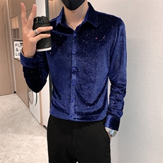 B302HF304P552023早春新款男士长袖满天星亮片衬衫社会风，男装衬衫，电商B216（原B302）