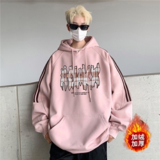 高品质！全棉重磅400克潮牌宽松三条杠连帽卫衣RH1408JR特p68，男装卫衣，星座610B-1
