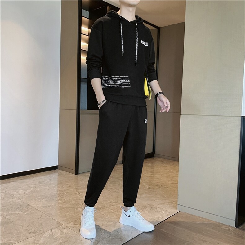 秋季新款潮流韩版连帽宽松青少年休闲运动卫衣套装男TZ778P65图片