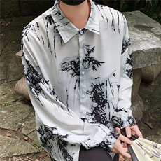 1港风冰丝扎染衬衣大码M-5XL风潮长袖衬衫男CS88796P35控68，男装衬衫，星座226-2